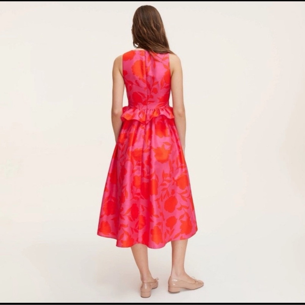 kate spade Pink & Coral Floral Peplum Midi Dress - Picture 3 of 8